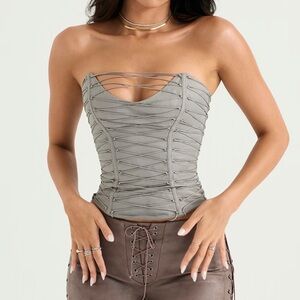 HOUSE OF CB ‘Mirabelle’ Smoke Lace Up Corset